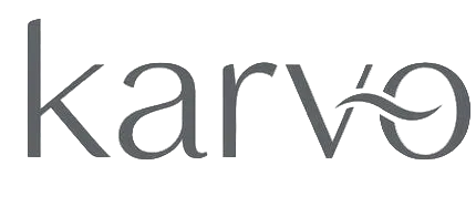 Gray 'karvo' logo on a white background